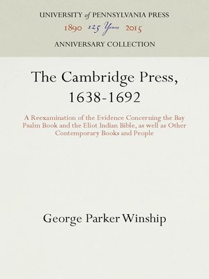 cover image of The Cambridge Press, 1638-1692
